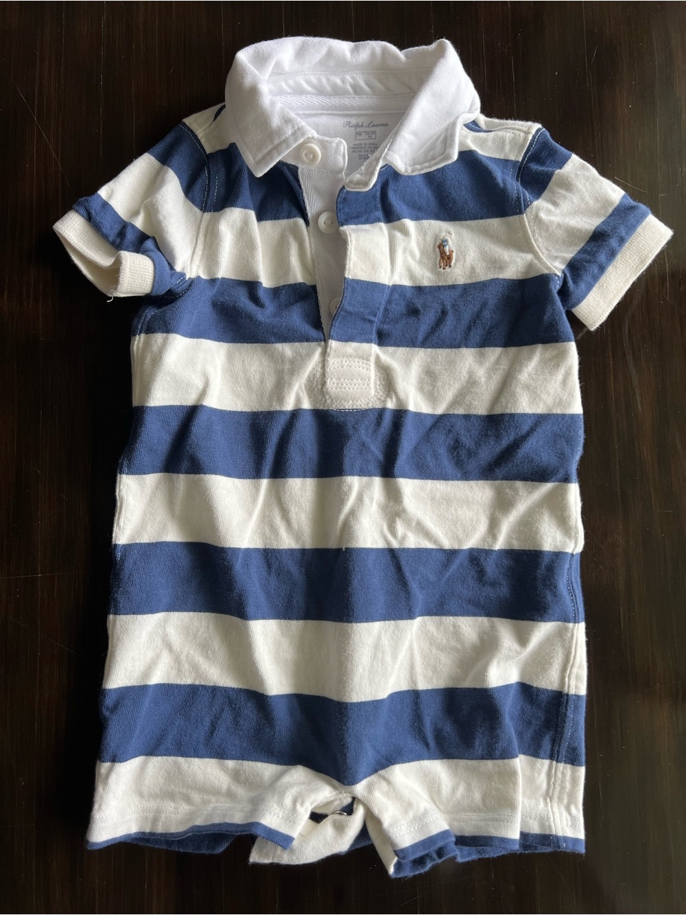 Ralph Lauren Navy and White Striped Polo Romper